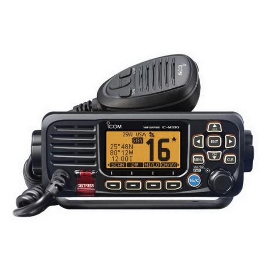 ICOM M330G Black Marine Compact VHF Fixed Mount with Built-In GPS Receiver and Supplied GPS Antenna | M330G BLACK