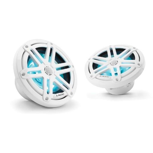 JL AUDIO M3-650X-S-GW-I: 6.5" Marine Speakers, Sport Grille, Gloss White, RGB LED Lights, PAIR | 93515 | 010-03064-00
